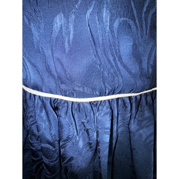 Vintage 1980s Navy Blue Dress With White Trim By Huizacher Size 10 Eighties Glam - Picture 5 of 7